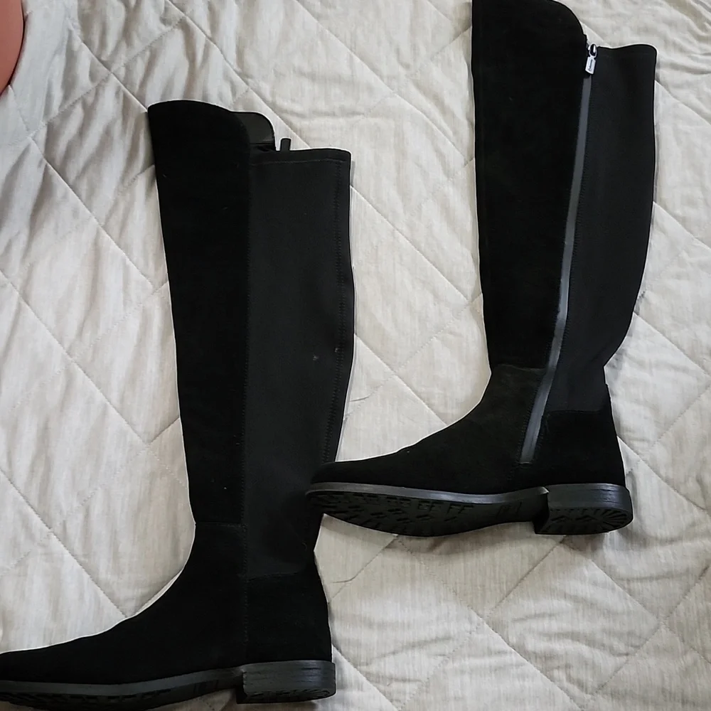 Blondo Black Suede Over the Knee Boots Stretch Pannel Womens 8M